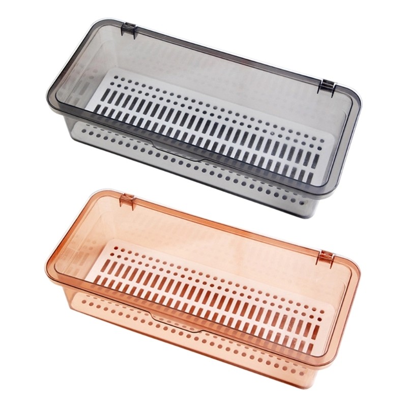 Dream Minimalists Utensils Organizer สําหรับตะเกียบกล่องพลาสติกรั่วซึมพร้อมระบบระบายน้ําป้องกันฝุ่น