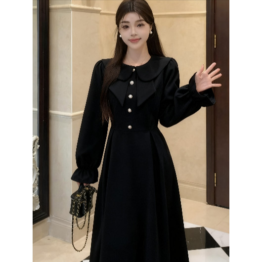 Halloween ผู้หญิง ดำ  prom เดรสยาว แฟชั่น สไตล์เกาหลี แขนยาว เดรสงานแต่ง🌺