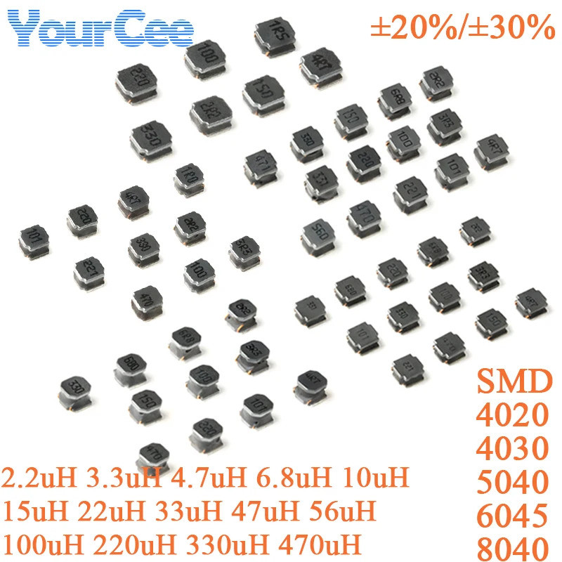 20pcs 4030 SWPA4030S 4020 5040 6045 8040 SMD Power Inductor 2.2uH 3.3uH 4.7uH 6.8uH 10uH 15uH 22uH 3