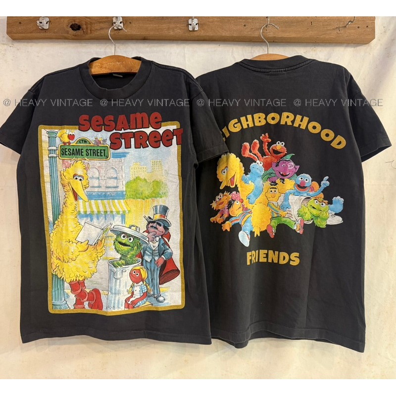 sesame street neighborhood friend Bio Washed tag USA เสื้อวินเทจ เสื้อทัวร์ การ์ตูน heavy vintage sh