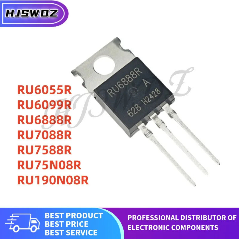 5PCS RU7588R RU6055R RU6099R RU190N08R RU75N08R RU7088R RU6888R TO-220 Field Effect ทรานซิสเตอร์