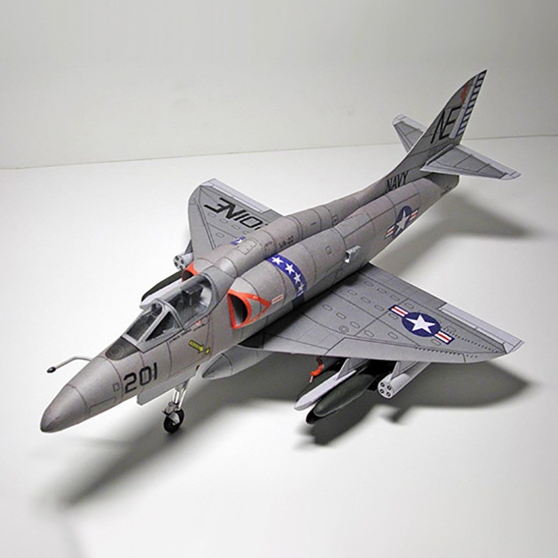 1:33 American A-4 Skyhawk เครื่องบินโจมตีกระดาษรุ่น DIY เครื่องบินกระดาษรุ่นเครื่องบินโจมตี 001