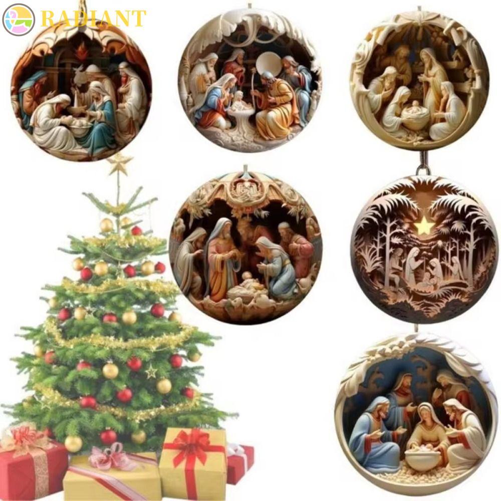 RADIANTF Jesus แขวนเครื่องประดับ, 3d Effect อะคริลิคใสแบนเครื่องประดับ, Creative Christmas Nating แข