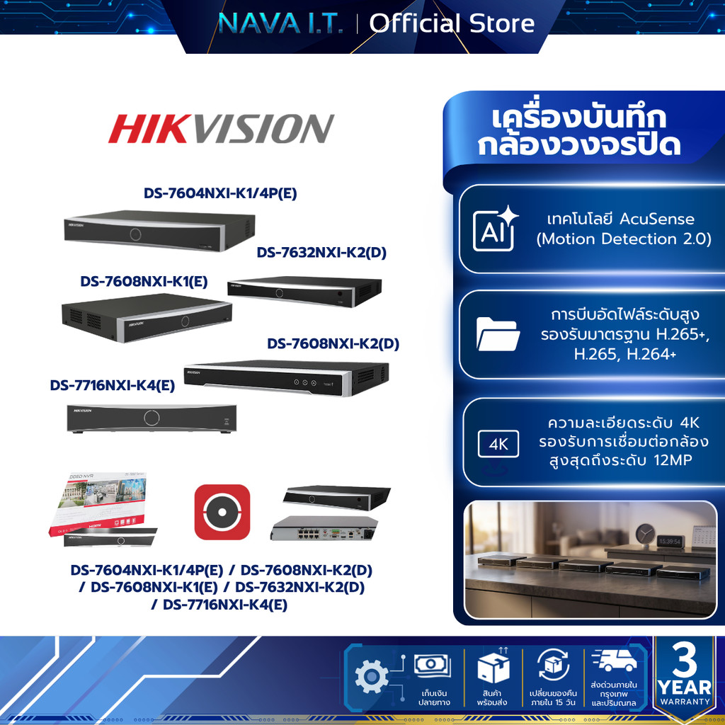 HIKVISION DS-7604NXI-K1/4P(E)/7608NXI-K2(D)/7608NXI-K1(E)/7632NXI-K2(D)/7716NXI-K4(E)เครื่องบันทึกกล้องวงจรปิด