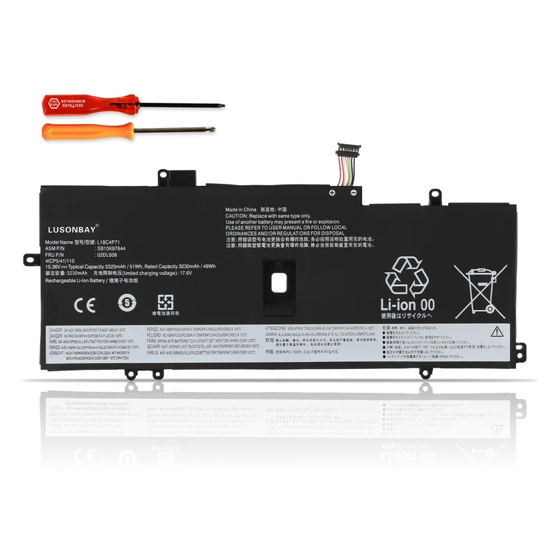 LUNSONBAY 51WH L18C4P71 แบตเตอรี่สําหรับ Lenovo Thinkpad X1 คาร์บอน 7th 2019 2020 Series L18L4P71 SK