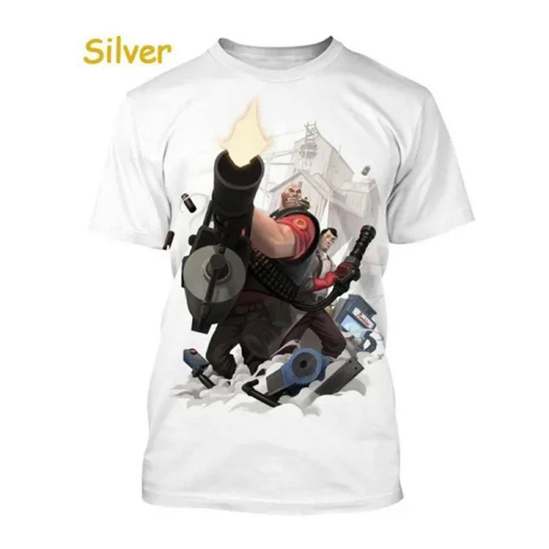 เสื้อยืดคอกลมแขนสั้น Game Team Fortress 2 พิมพ์ 3D แฟชั่นฤดูร้อน สําหรับผู้ชาย 2 XS-5XL