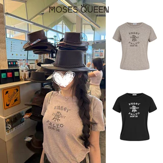 MOSESQUEEN เสื้อยืดแขนสั้นเปิดไหล่ - ผู้หญิงฤดูร้อนดีไซน์ใหม่ - เสื้อเชิ้ตเดรสสั้นกระชับสัดส่วนสไตล์อเมริกัน #63951