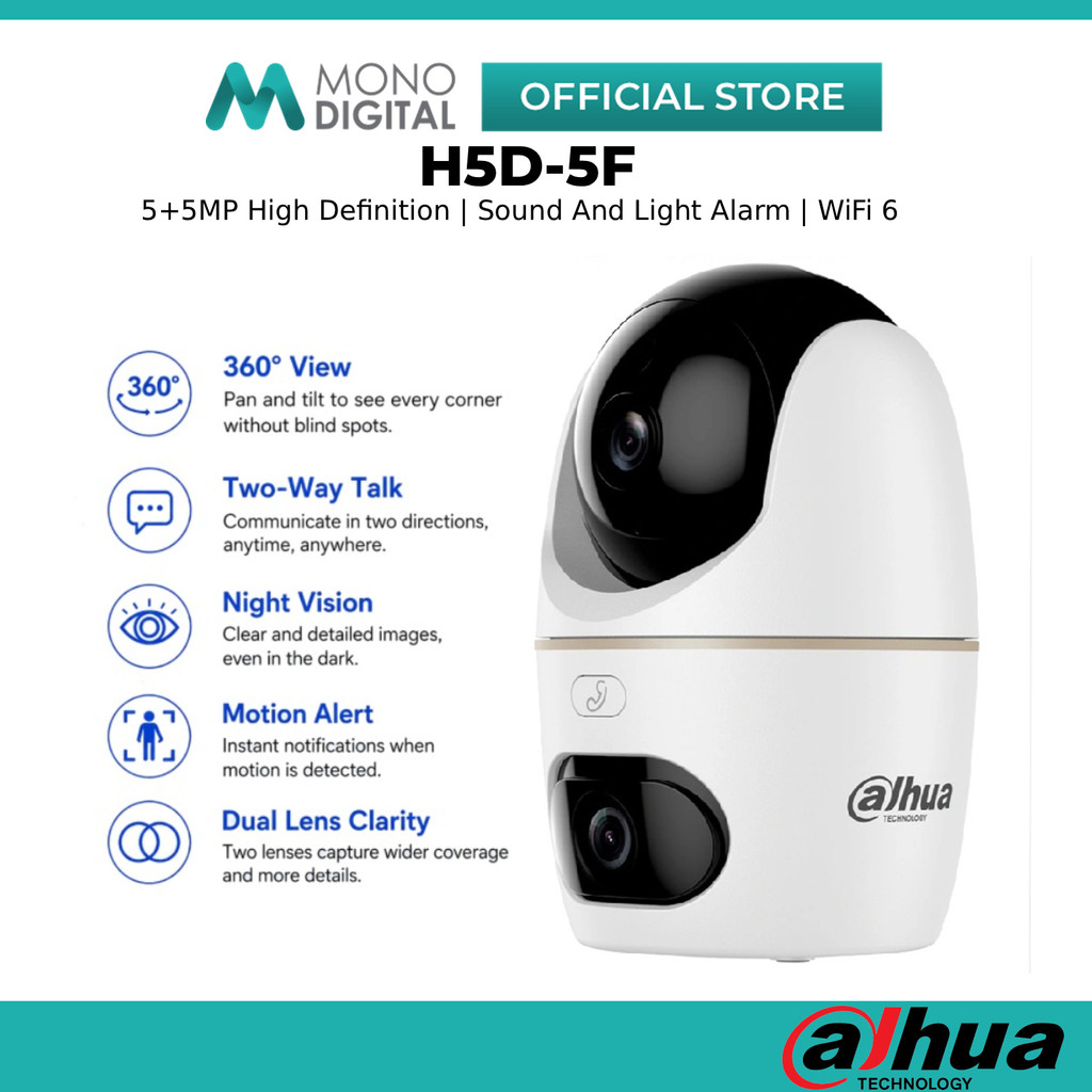 Dahua Hero H5D-5F 5MP+5MP H3D-3F 3MP + 3MP Dual เลนส์กล้องวงจรปิด WiFi 6 2.4G 5GHz H.265 สมาร์ท Dual