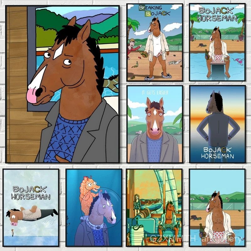 PJ9A BoJack Horseman โปสเตอร์ Perfect Space สติกเกอร์สําหรับโฮมเธียเตอร์สํานักงาน Wall Art Decor ของ