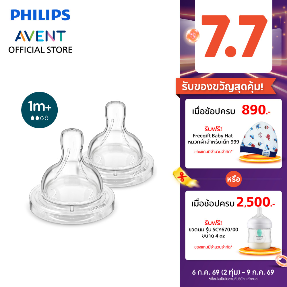 Philips Avent ฟิลิปส์ เอเวนท์ จุกนม Anti-Colic ช่วยป้องกันอาการโคลิค (1m+ การไหลระดับ 2) รุ่น SCY762/02