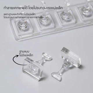 แท่นฝึกทำเล็บ อะคริลิคใส แท่นวางเล็บปลอมแบบไม่มีแม่เหล็ก (10ชิ้น) แท่นยึดเล็บปลอม