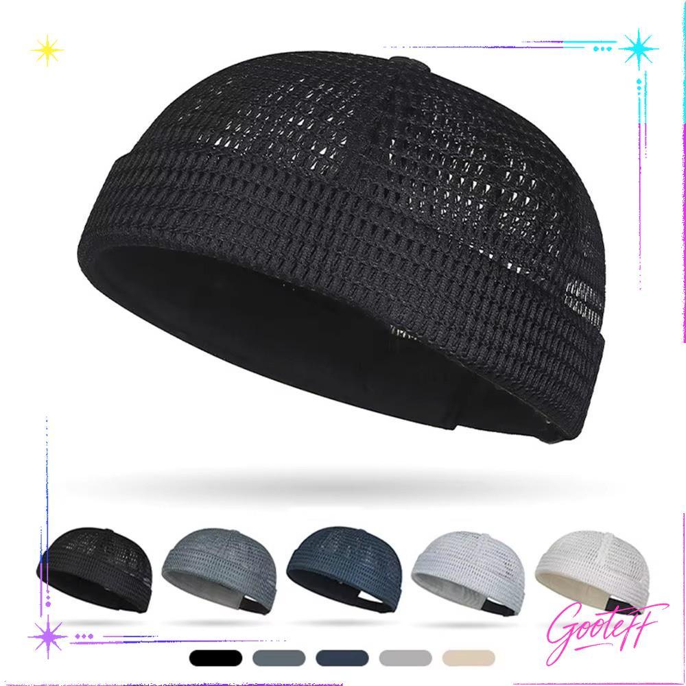 ICARAMELO Melon Skin หมวก, Ultra-Light ตาข่าย Docker Beanies หมวก, กลางแจ้ง Brimless Breathable ปรับ Hip Hop Sailor Landlord หมวก