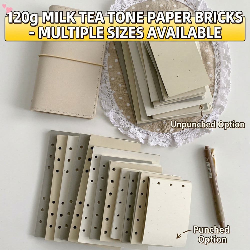 นมชาโทน 120g Speckled Kraft Loose Leaf Refill Paper 3 หลุม Pre Punched Mini M5 A6 B6 ใส่หน้า Vintage
