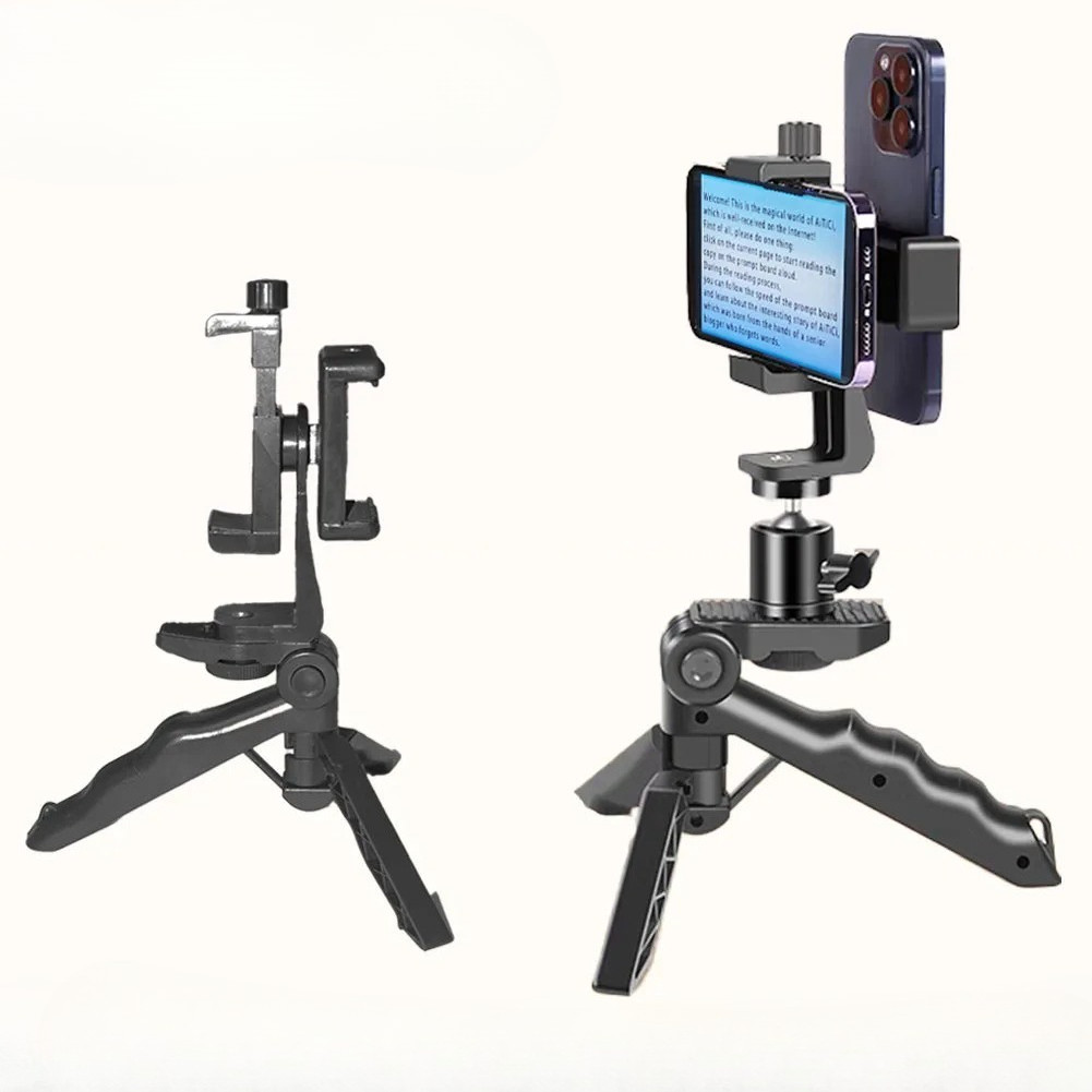โทรศัพท์ Teleprompter Prompter คลิปสําหรับโทรศัพท์ถ่ายทอดสดวิดีโอคําบรรยายอ่านขาตั้งกล้อง Universal 