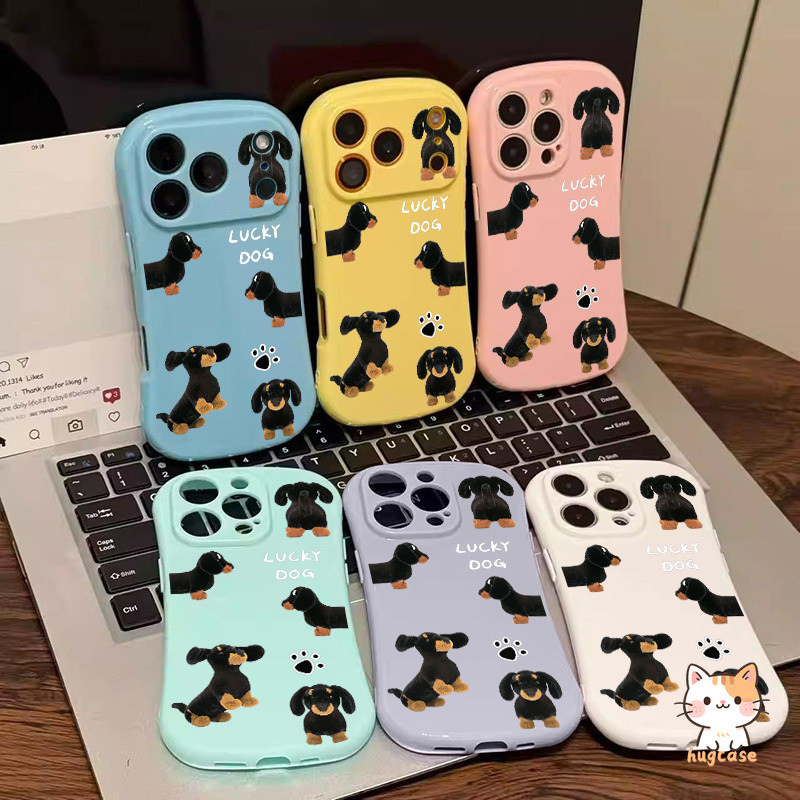 สำหรับ iPhone 17 13 11 15 16 14 12 Pro Max 16 15 14 Plus เคสเอวบางลายสุนัขดัชชุนน่ารัก นุ่มจับสบาย ไม่เมื่อย กันกระแทก