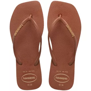 HAVAIANAS รองเท้าแตะ Slim Square Logo POP UP RUST BROWN 41489591976NF_H5BRXX