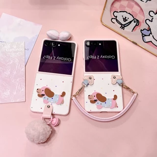 Polka Dot Puppy ชุดพับได้เหมาะสําหรับ Samsung zflip8/7/6/5/4/3 เคสโทรศัพท์ Moto 50/60 เคสป้องกันแบบพับได้