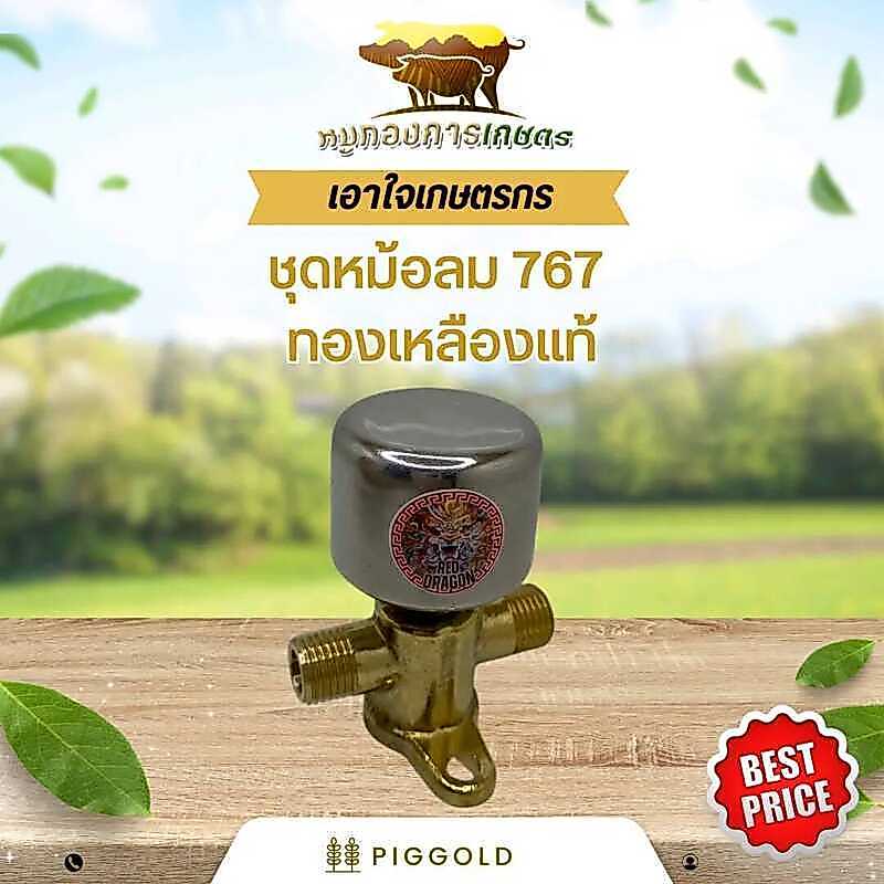 หม้อลมเพิ่มความแรง เพิ่มแรงดัน เครื่องพ่นยา767 รุ่นทองเหลืองแท้ สำหรับเครื่องยนต์767