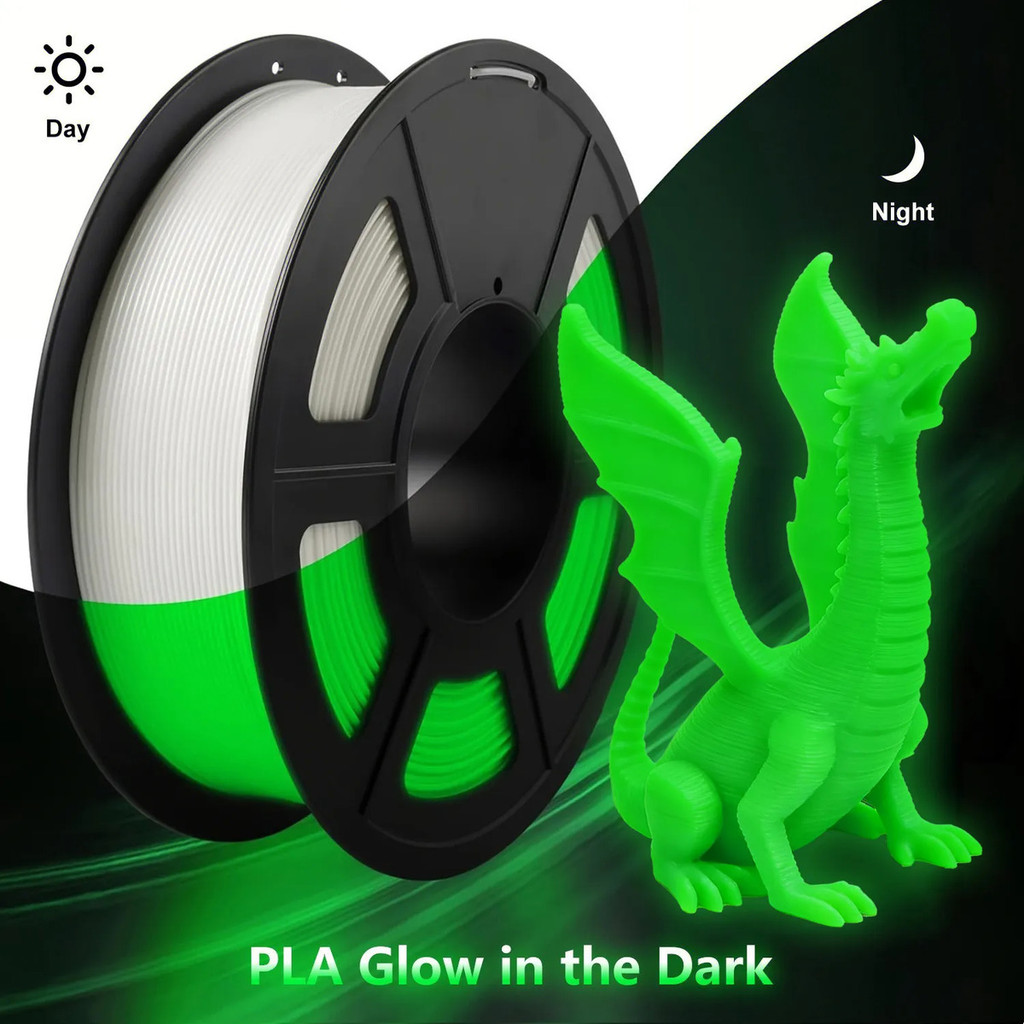 เส้นใยเครื่องพิมพ์ 3D PLA, สีเขียวเรืองแสง 1.75 มม. ใน Dark, ที่ดีที่สุดด้วยโคมไฟ UV, แกนม้วน 200 กรัม