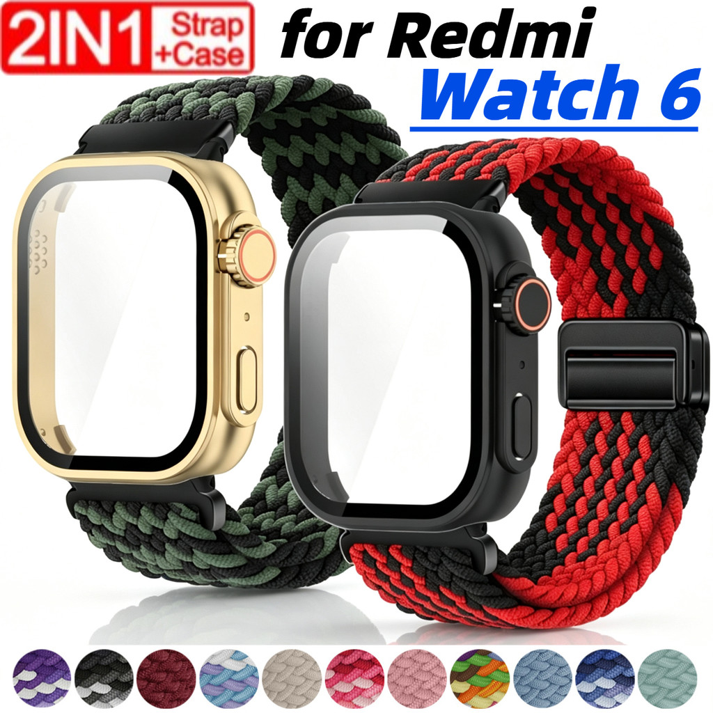 สายรัด+เคสสําหรับ Redmi Watch6 Soft Nylon Band Galss Cover Case สําหรับ Redmi Watch 6