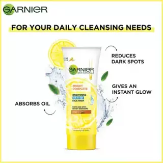 Garnier Bright Complete Brightening Face Wash 100 ml. กานิเย่ ไบรท์ คอมพลีท ไบรท์เทนนิ่ง เฟซ วอช 100 มล.