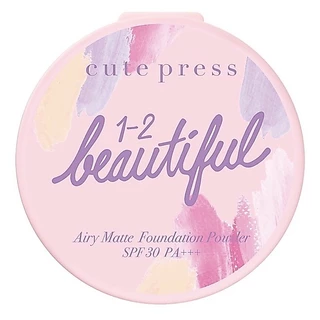 แป้งพัฟ CUTE PRESS 1-2-BEAUTIFUL AIRY MATTE FOUNDATION POWDER SPF 30 PA+++ - 02 LIGHT BEIGE (ไซส์มินิ) ขนาด 5g
