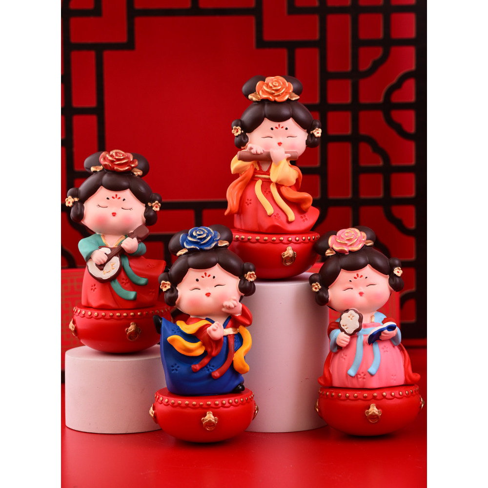 Xian ของที่ระลึกสร้างสรรค์โบราณ Tang Shi Luoyang Tumbler ลูกตุ้มสํานักงานเดสก์ท็อปตกแต่งของขวัญดิบ20