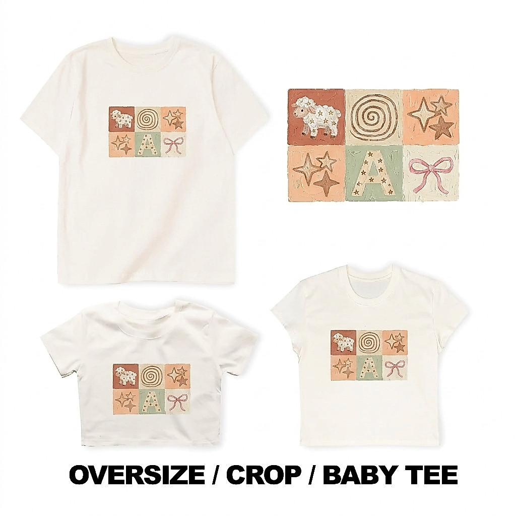 COD✅ (จัดส่งในกรุงเทพฯ) MAO Shop ❗  Oversize/Crop/Babytee ลาย Gentle mood สไตล์หวานสไตล์เกาหลี เข้ากับทุกชุดและทันสมัย