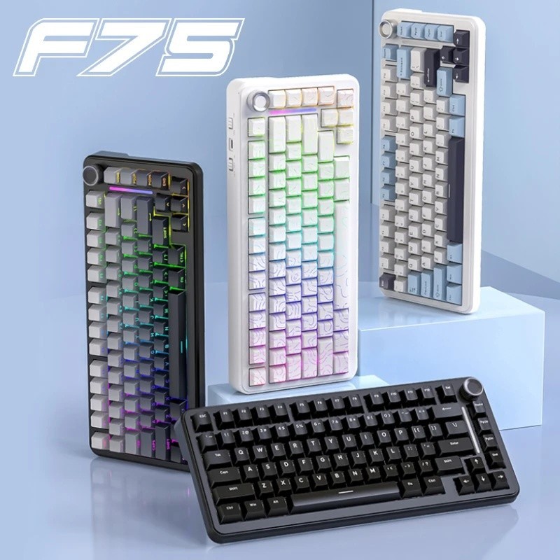 FREEWOLF F75 75% Tri-Mode Mechanical Keyboard RGB Hot Swap PBT 4000mAh ไร้สาย