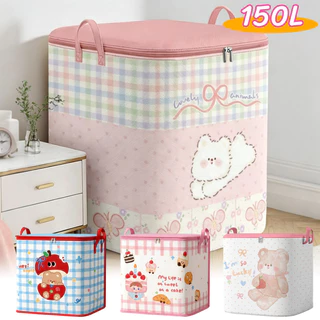 กระเป๋าเก็บเสื้อผ้า ถุงเก็บผ้านวม 150L ถุงเก็บของ มีซิป กันน้ำและกันฝุ่น จุของได้เยอะ