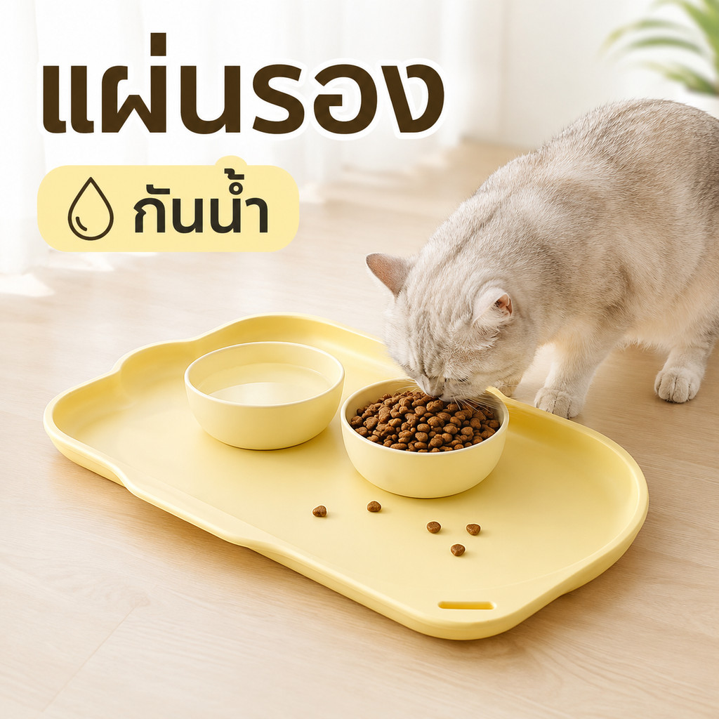 พร้อมส่ง! แผ่นรองชามสัตว์เลี้ยงซิลิโคน กันน้ำ กันลื่น กันมด ขนาดใหญ่ ใช้กับแมว-สุนัข แข็งแรง ทนทาน ล้างง่าย