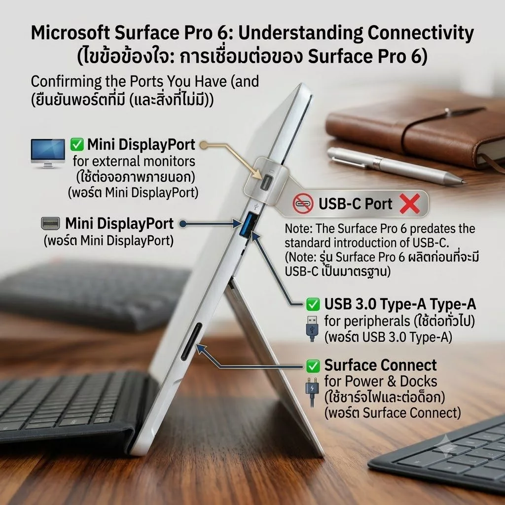 Microsoft Surface Pro 6 Business มือสอง | Core i5-8350U | RAM 8GB | SSD 128GB | Windows 11 Pro | จอสัมผัส 12.3 นิ้ว thumbnail 4