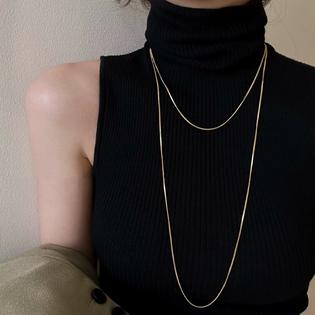 Simple Snake Bone Chain Stacked Necklace Long Fashion All-Match Necklace