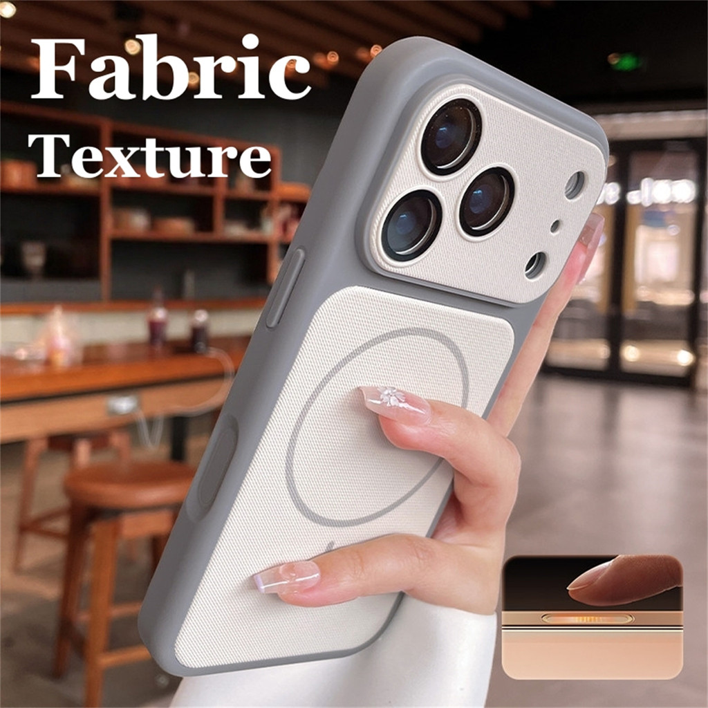 ผ้าเนื้อเคสโทรศัพท์แม่เหล็กสําหรับ ไอโฟน 13 14 15 16 17 มือโปร สูงสุด บวก ปลอกอ่อนป้องกันเลนส์ฝาครอบกันกระแทก