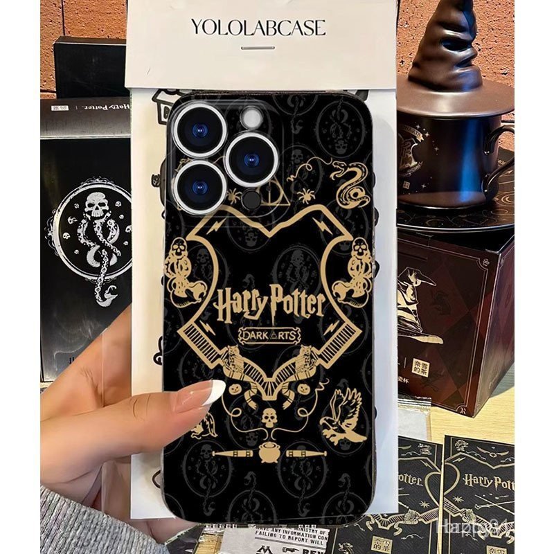 Best Boutique สีดําทองสี Harry Potter iPhone12/15PROMAX Soft Case เคสโทรศัพท์ 11 กันกระแทก 13/16pro/14/8