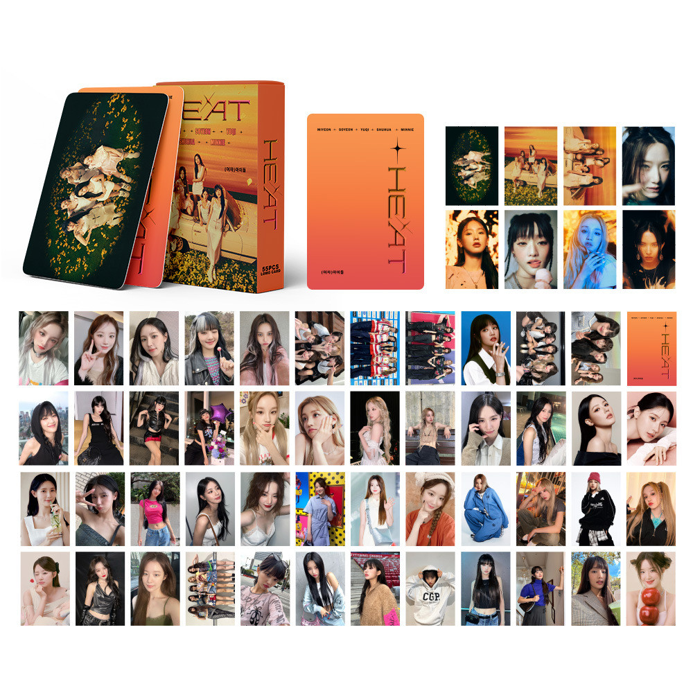 55 แผ่น (G) I-DLE Photocards สไตล์ใหม่อัลบั้มภาษาอังกฤษ HEAT โปสเตอร์ Merchantings การ์ด LOMO เพลง Y
