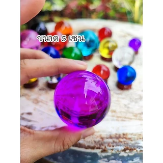 ลูกแก้วสี คริสตัล ลูกแก้วเคลือบสี ขนาด 3,4,5,6 เซน พร้อมฐานไม้วาง เสริมฮวงจุ้ย ตั้งบูชา 💸💸เก็บโค๊ดส่วนลดหน้าร้านได้ค่ะ💸💸