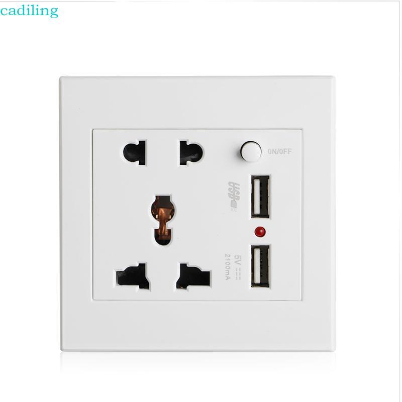 Cadiling Socket + 2 USB + สวิตช์ Wall Socket Charger AC สําหรับ DC Power Adapter Plug Outlet Pane