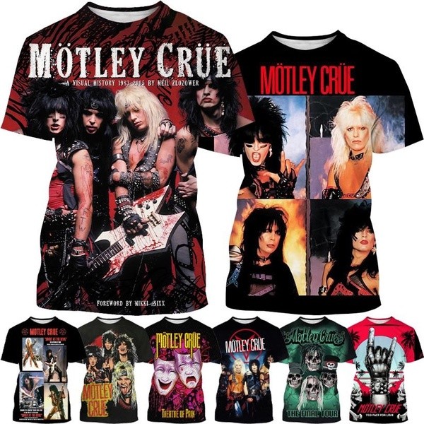 เสื้อยืด_unisex_ลายพิมพ์3D_Retro_Rock_and_Roll_Motley_Crue_สไตล์Hip-hopXS-6XL