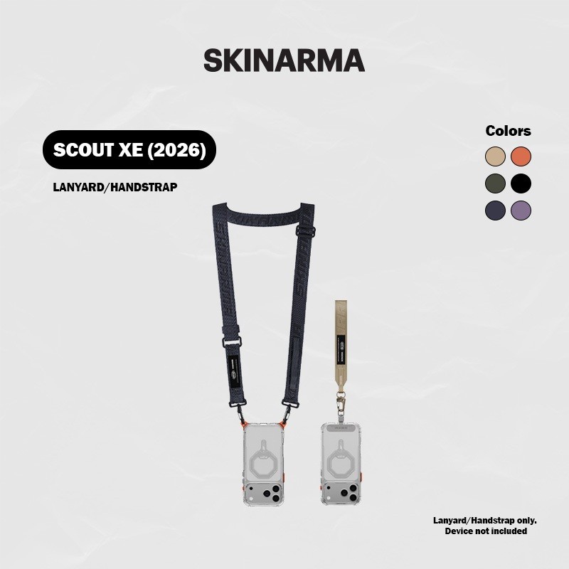 SKINARMA Scout XE (2026) Universal Lanyard/ Handstrap Nylon (กว้าง 2.54 CM) - Black/Lilac/Slate Grey