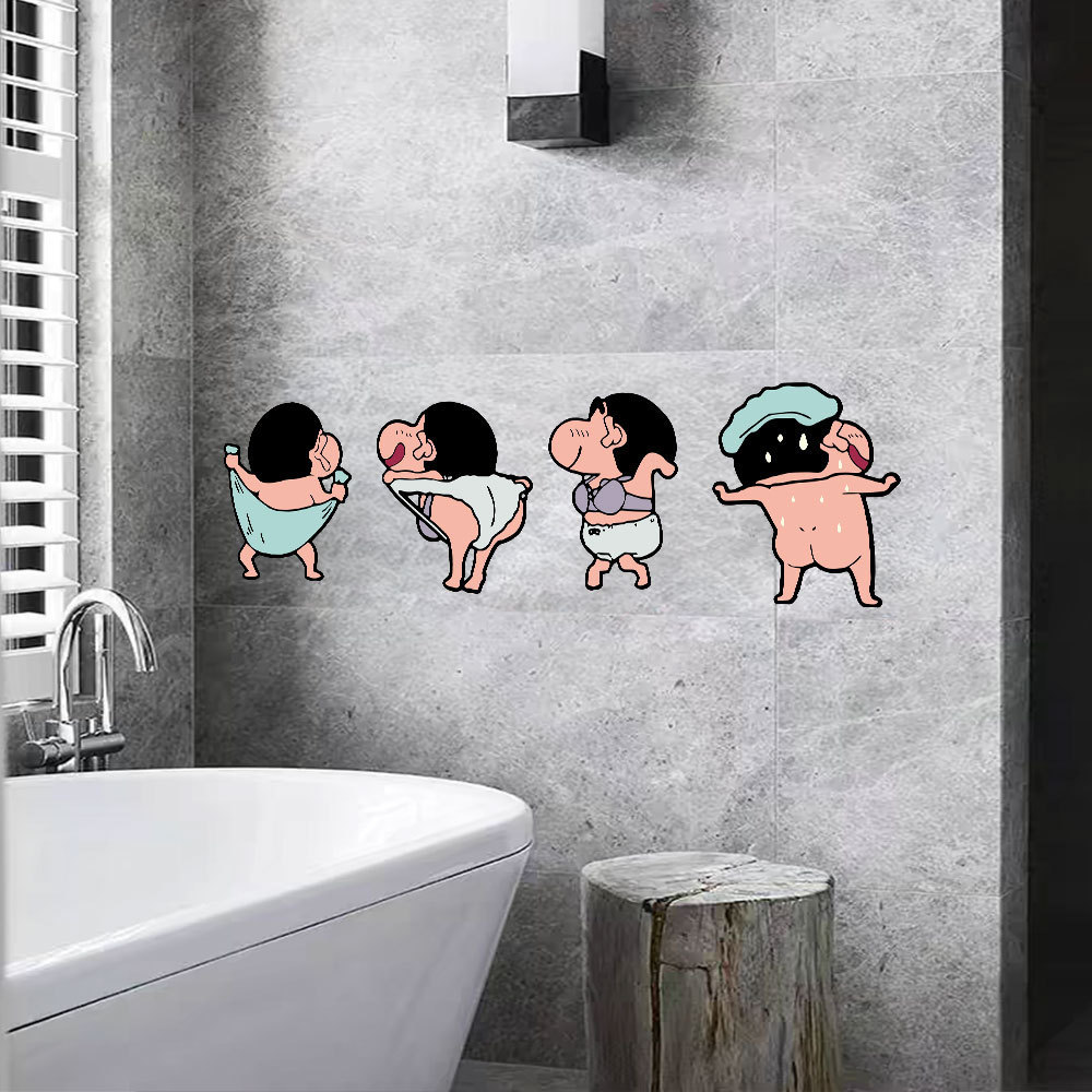 Preferred#Crayon Shin-chan bathroom stickers, cute home toilet stickers, tile home decor stickers, w