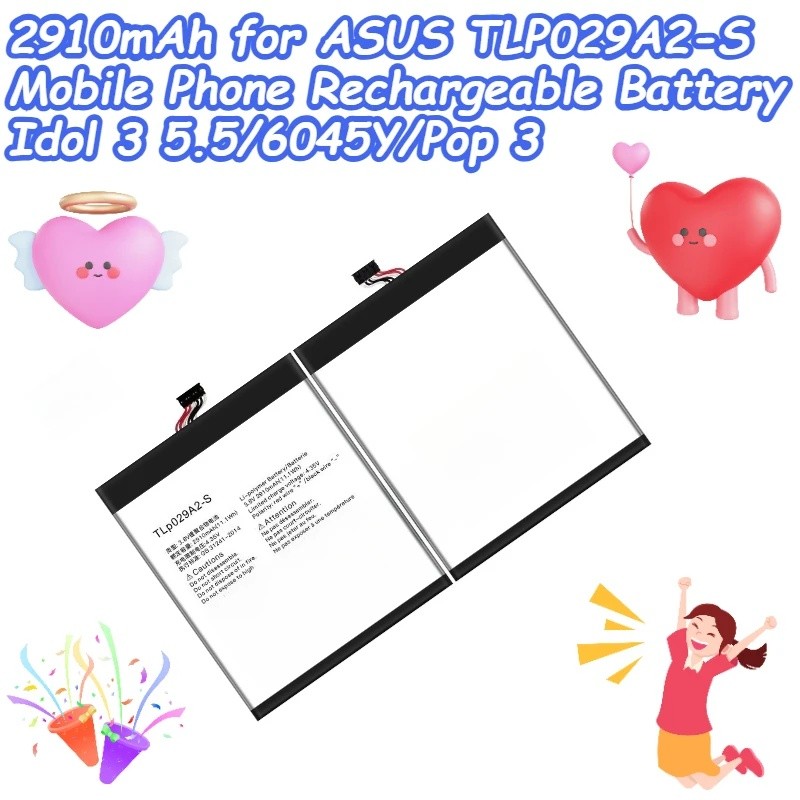 2910mAh สําหรับ ASUS TLP029A2-S โทรศัพท์มือถือแบตเตอรี่แบบชาร์จไฟได้ Idol 3 5.5/6045Y/Pop 3