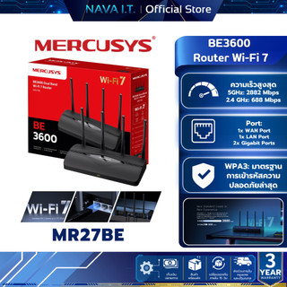 MERCUSYS MR27BE Router Wi-Fi 7 Dual Band BE3600 รับประกัน 3 ปี