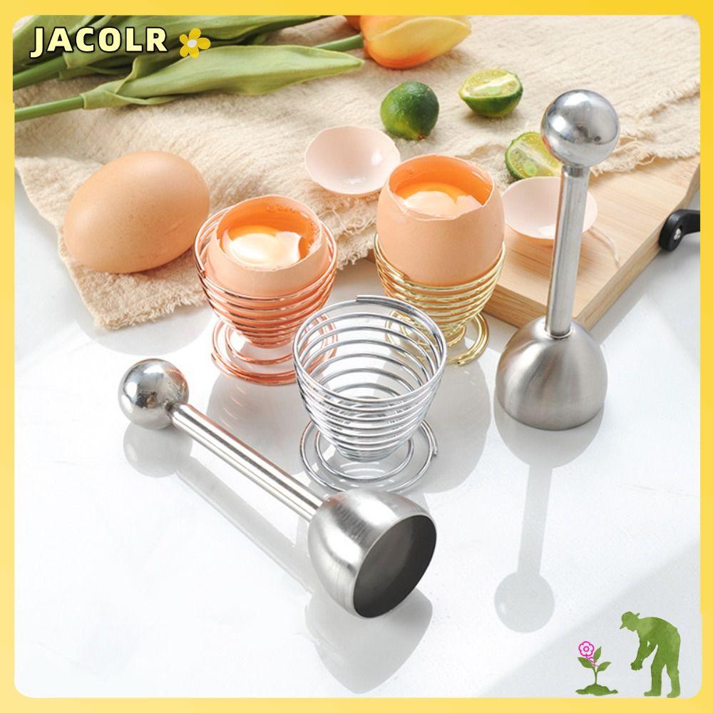 JACOLR Egg Shell Opener 304 Stainelss Steel Egg-Knocker Spring Type Kitchen Gadgets Egg Cup