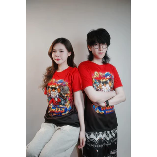 คำแนะนำยอดนิยม Tshirt เสื้อแก๊งพี่แป้งzbingz คอกลม สีแดงดำ ผ้าไมโคร XS-5XL