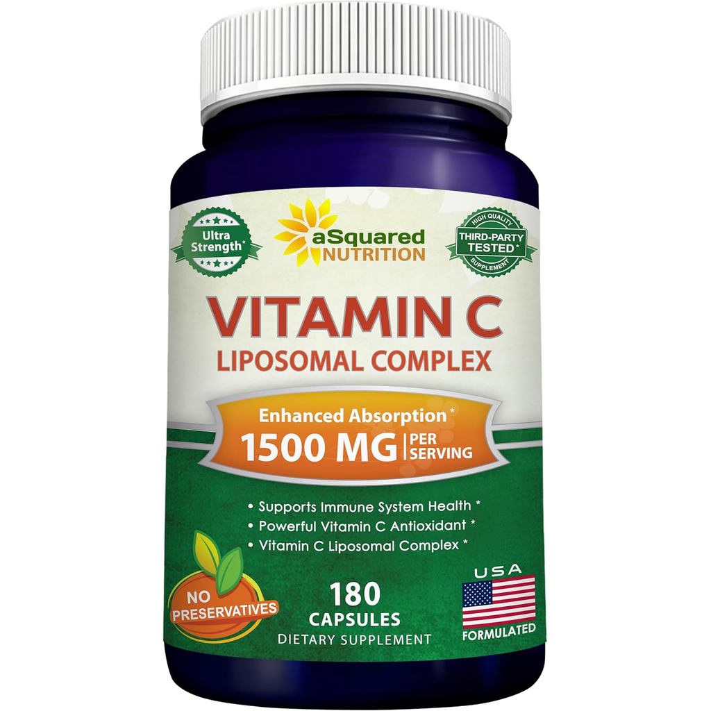 ASquaredNutrition วิตามินซี Lipid Complex-1500mg-180 แคปซูล-วิตามินซีดูดซึมสูง Anti-ascorbic Acid เม