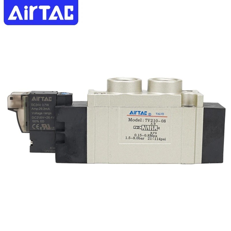 Airtac 7V Series Air นิวเมติกไฟฟ้า Solenoid วาล์ว 7V210-08-B/A/F-050/200 7V21008B050 5/2 Way 1/4 "3/