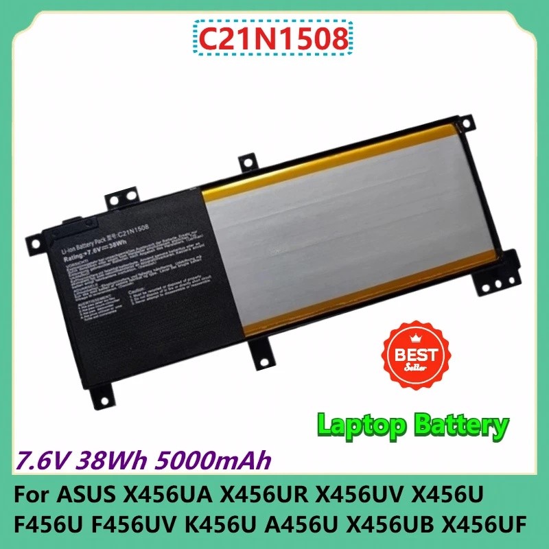 C21N1508 แบตเตอรี่แล็ปท็อป 7.6V 38Wh 5000mAh สําหรับ ASUS X456UA X456UR X456UV X456U F456U F456UV K4