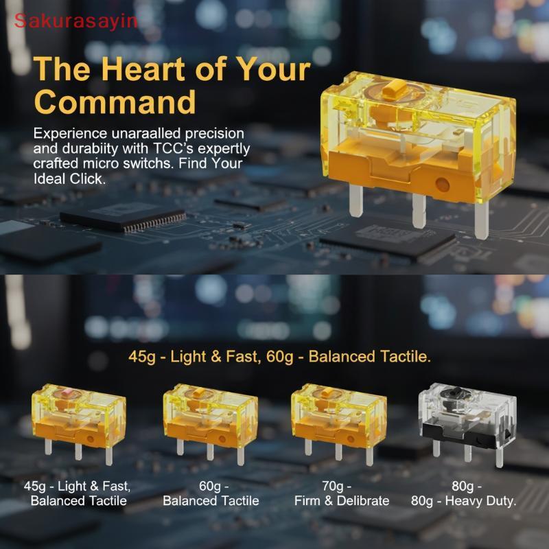 {Sakurasayin} ทนทาน TTC Gold Micro Switch สําหรับเมาส์ปุ่มซ้ายขวาอัพเกรดออกแบบสําหรับนักเล่นเกมอันจร