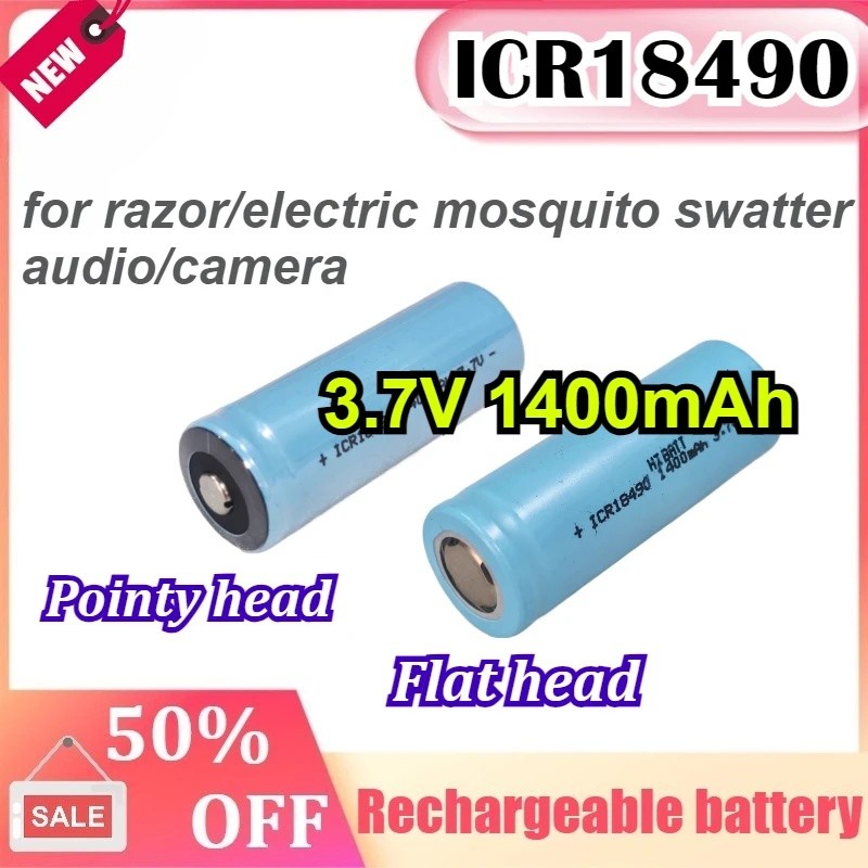 2ชิ้นมาก3.7โวลต์1400มิลลิแอมป์ชั่วโมง ไอซีอาร์18490แบตเตอรี่ลิเธียมแบบชาร์จไฟได้ความจุสูงเปลี่ยนสําห